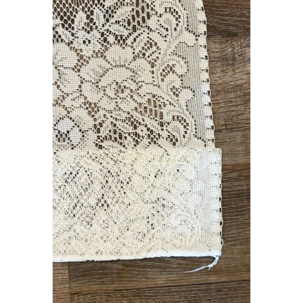 VTG 90s Ivory Rose Lace Curtain 2 Panels - Different Lengths Granny Cottagecore